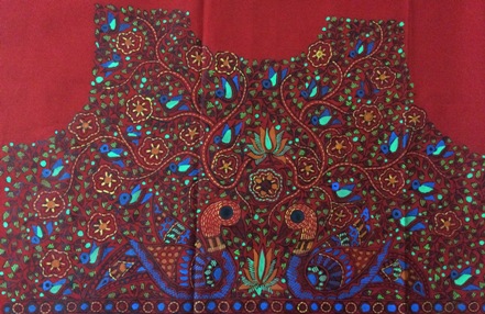 Red coloured madhubani painted blouse